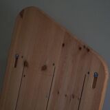 Sculptural wall-mounted coat rack in solid pine, Danish modern, 1980s.