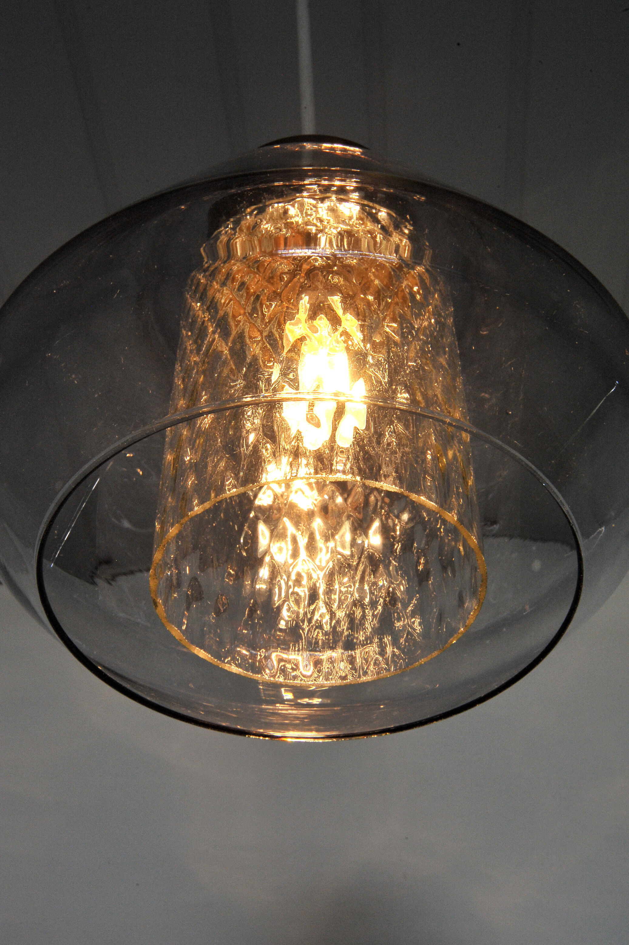 Tinted and brass glass suspension - 1960s