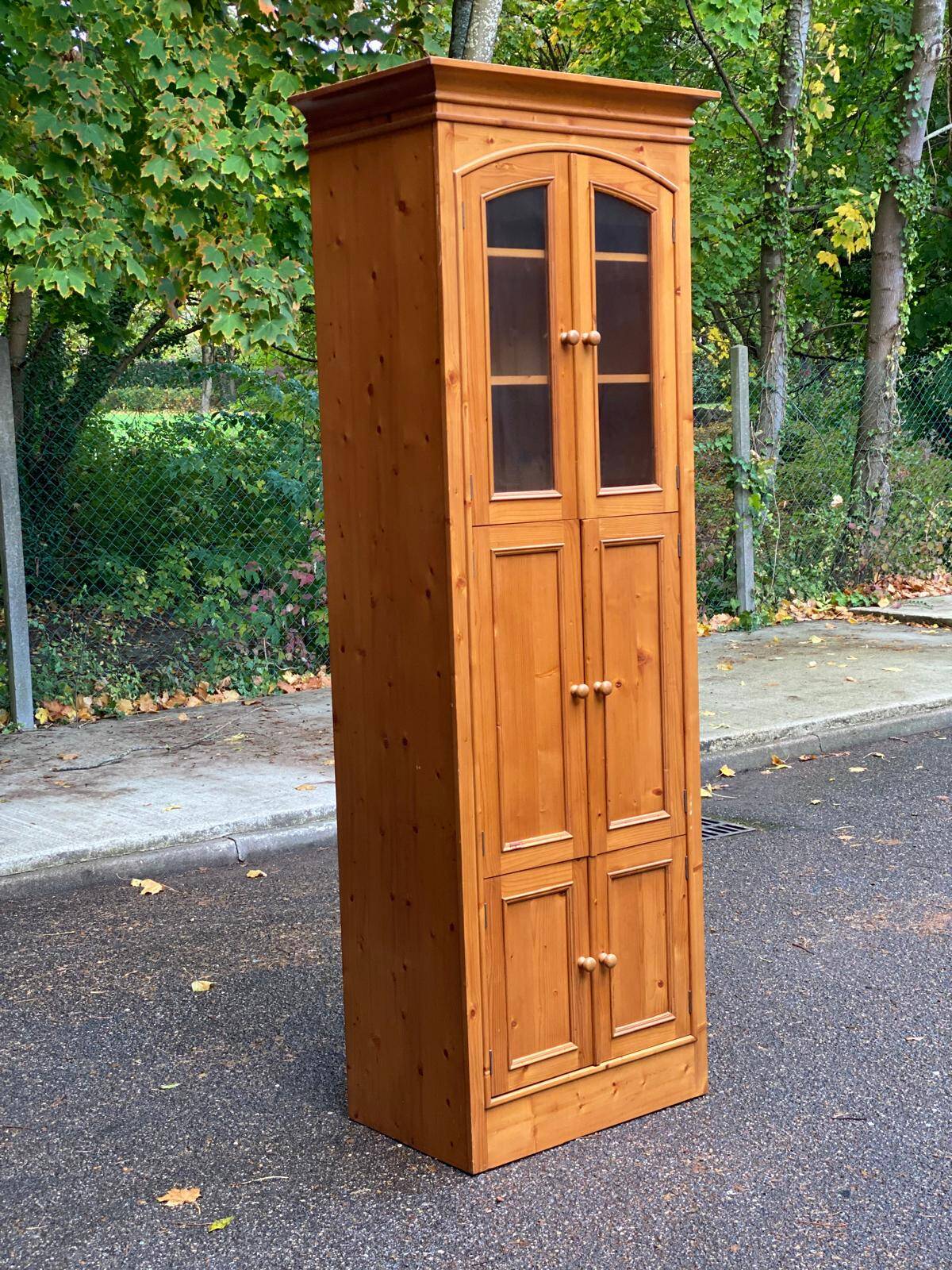 Scandinavian tall solid wood wardrobe with hanging space