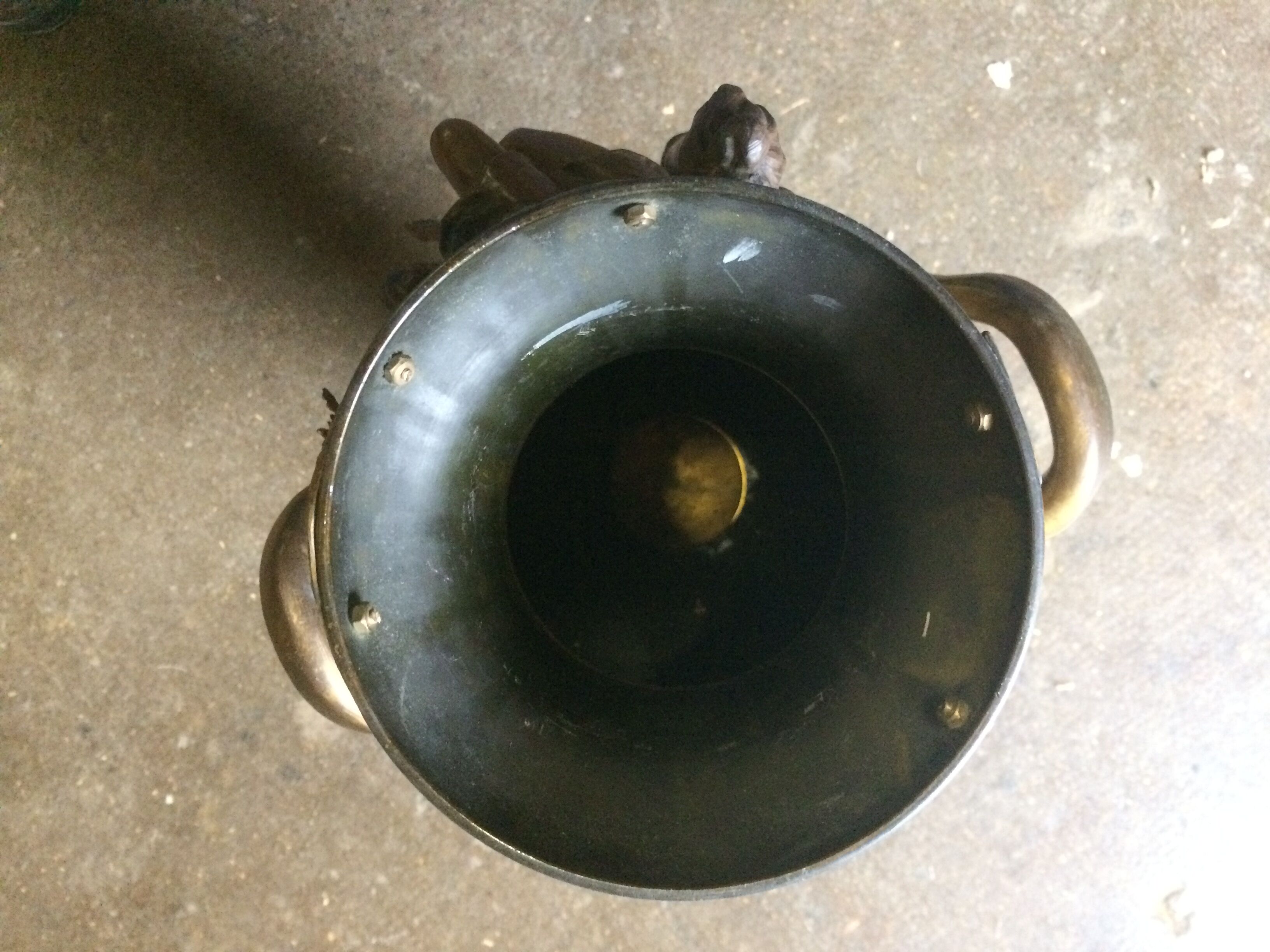 Large Art Nouveau vase in patinated and gilded metal period 1880 1900