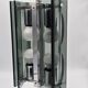 Green-grey glass and chrome metal suspension, in the style of Fontana Arte.