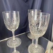 Set of 3 cut crystal water or wine glasses