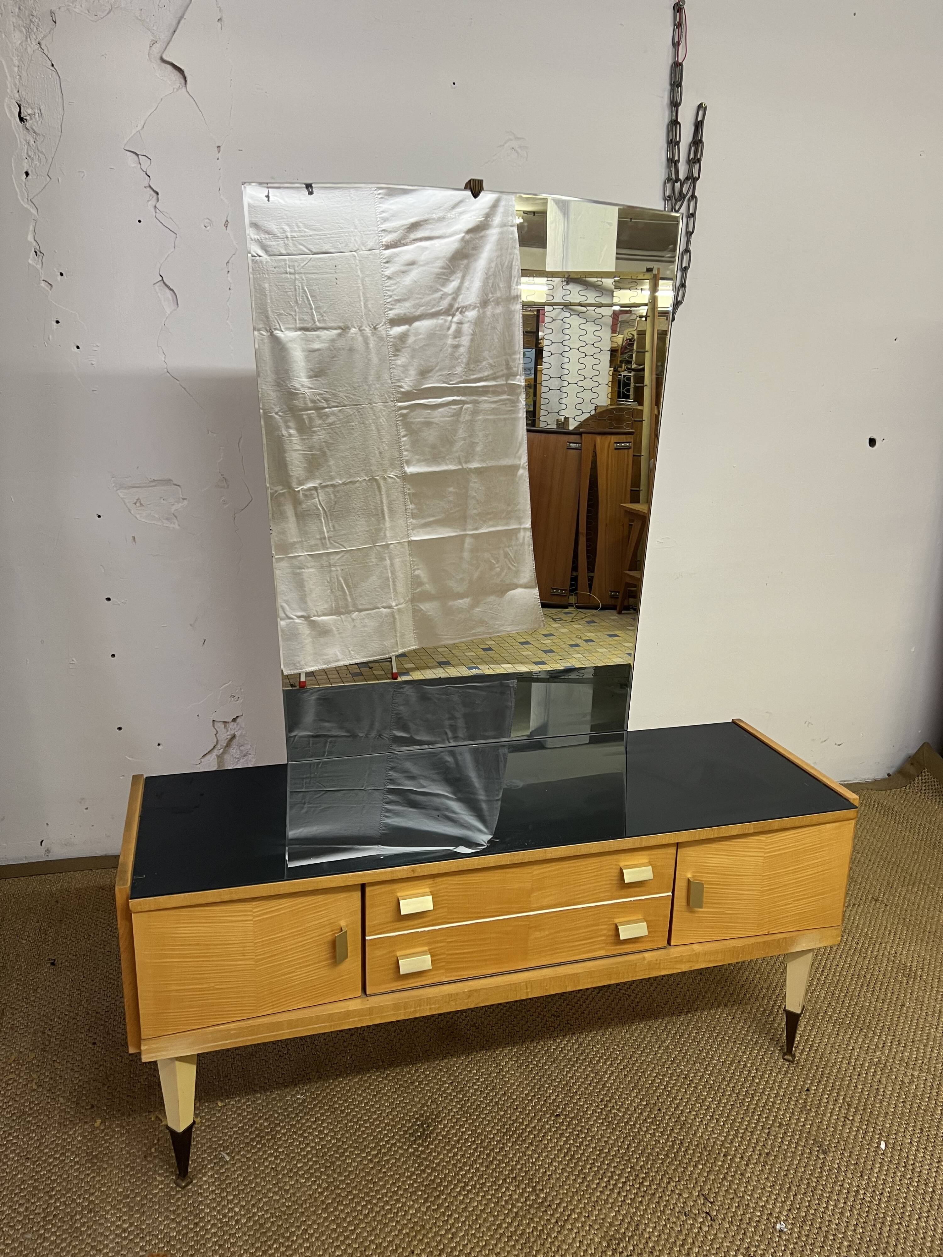 Vintage dressing table from the 50s in birch wood