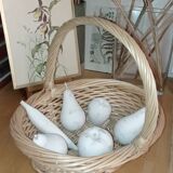 Basket and wooden fruit
