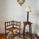 Chaise vintage coin du feu en bois tourné bobine