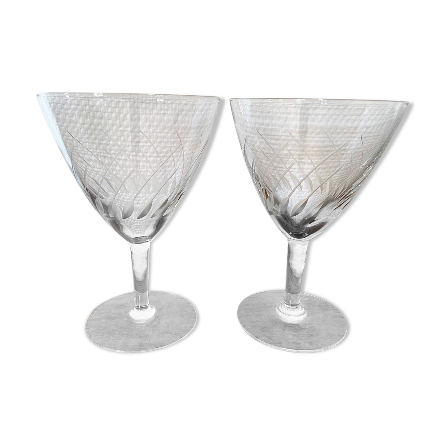 Set of 2 engraved glass water glasses 14 cl