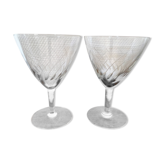 Set of 2 engraved glass water glasses 14 cl