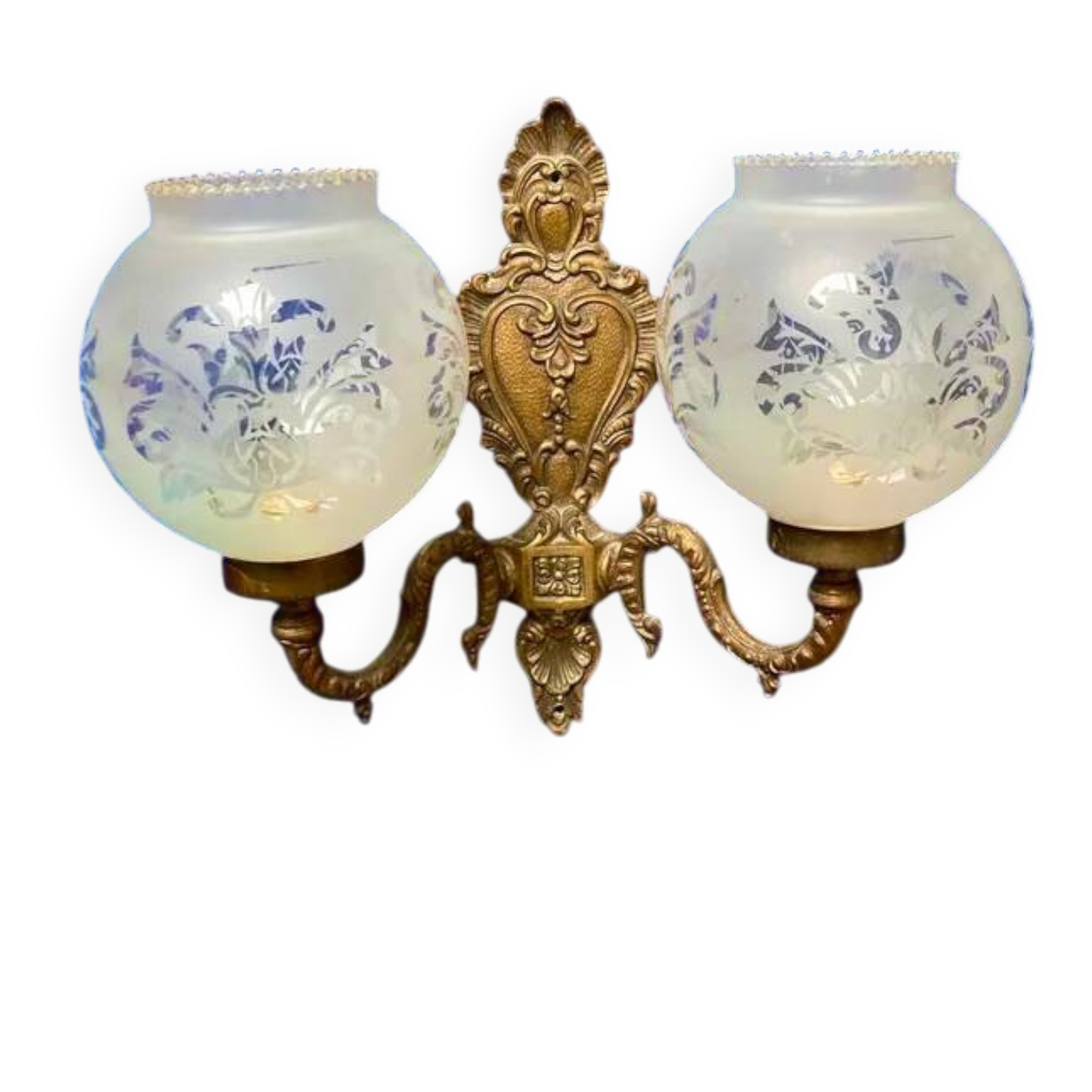 Vintage engraved glass globe wall light (Napoleon design)