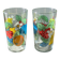 Lot 2 de verres motifs fleurs années 60