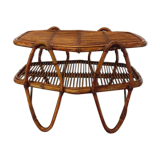 Coffee table with magazine tray in vintage rattan from the 60s