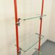 Modular bookshelf in vintage Bauhaus style, red metal, chrome.