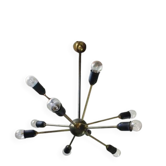 Sputnik vintage gold suspension light from the 1960s, space age.