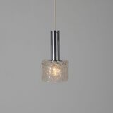 Vintage hanging lamp with 'frosted' glass and chrome, 1960s