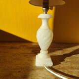 Antique twisted marble lamp base - white stone lamp