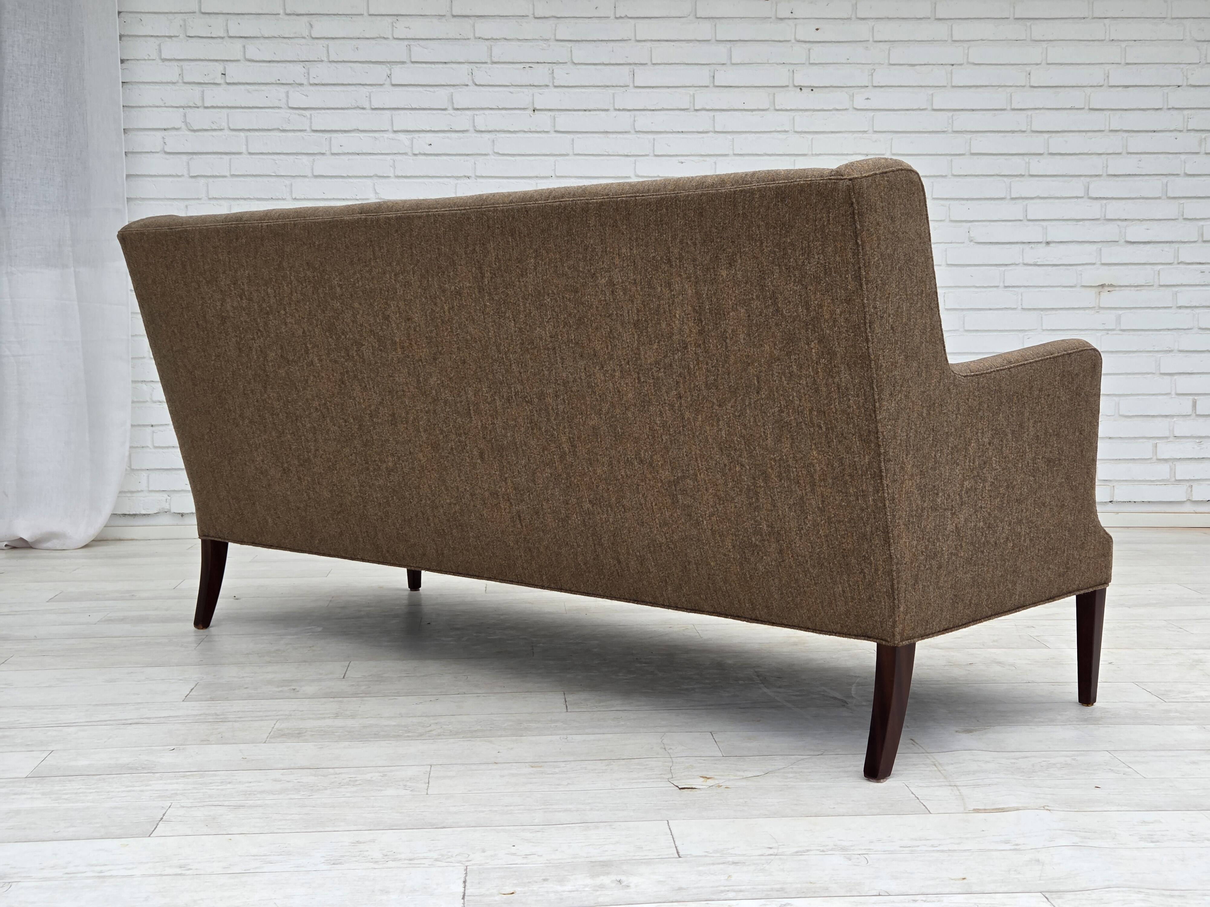 1960s, Danish 3-seater sofa, furniture wool, teak wood.