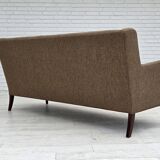 Années 1960, canapé 3 places danois, laine d'ameublement, bois de teck.