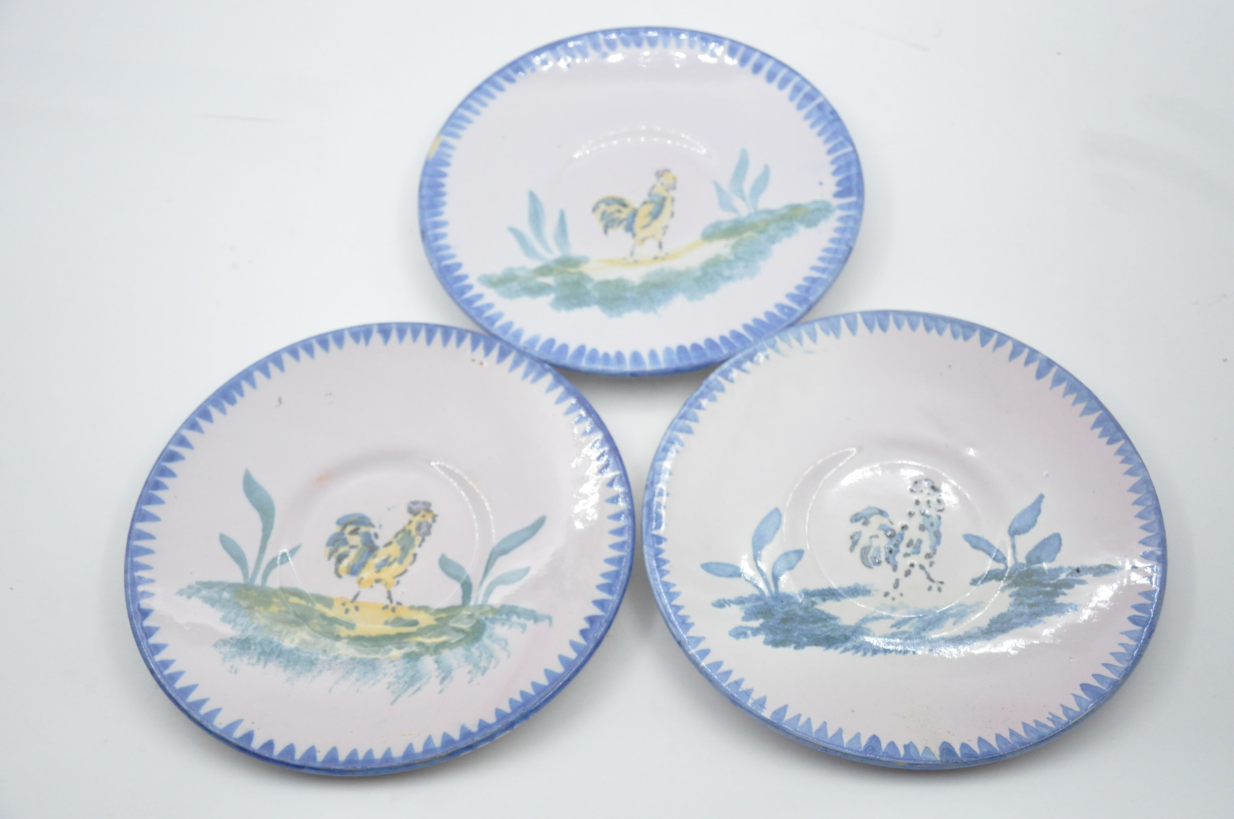 Old service 3 Plates of Charolles rooster