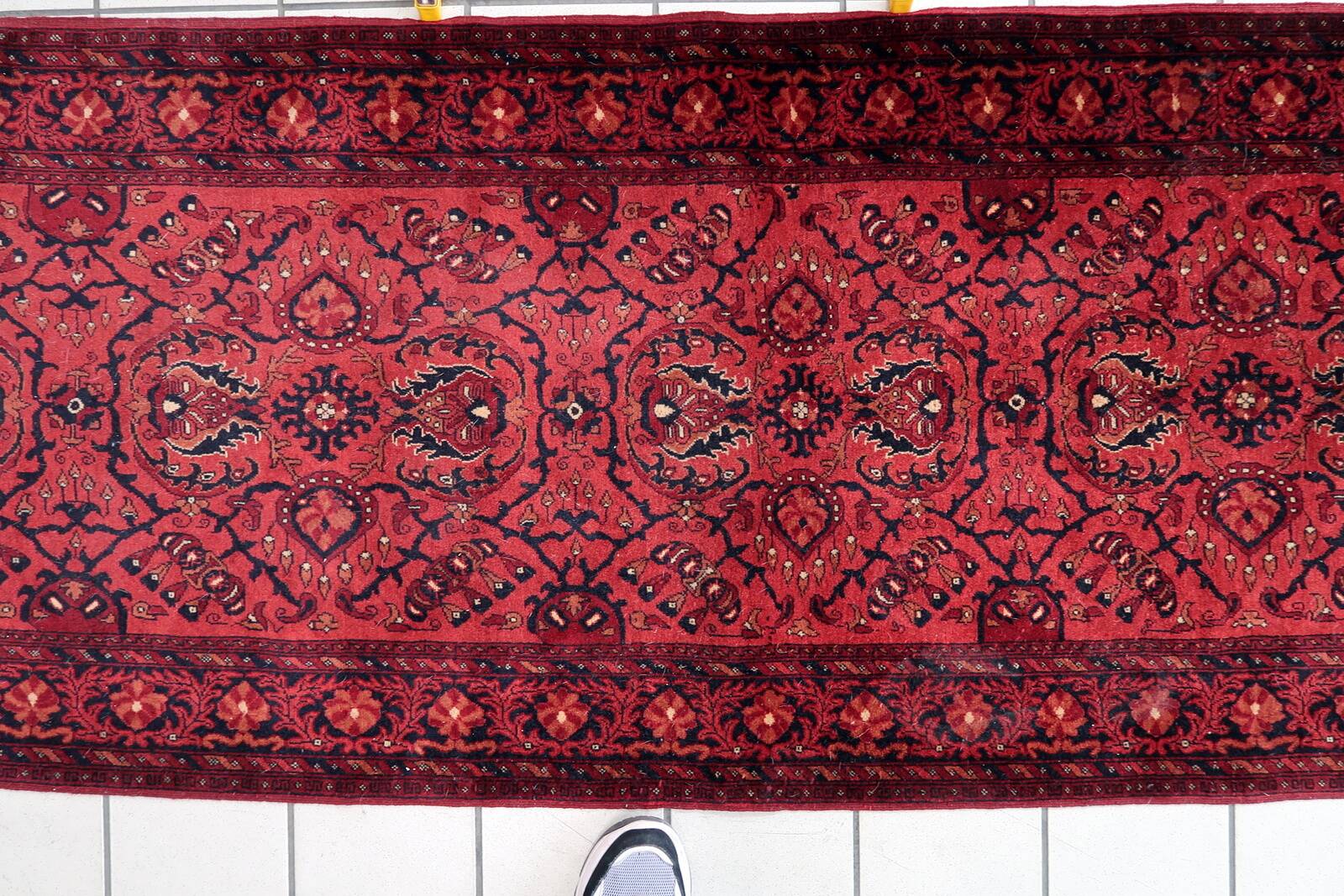 Tapis vintage afghan Ersari fait main en laine – 84 x 296 cm – Années 1970