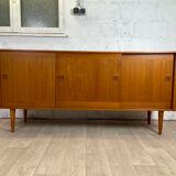 Large vintage Scandinavian teak row signed Clausen & Son, 60s