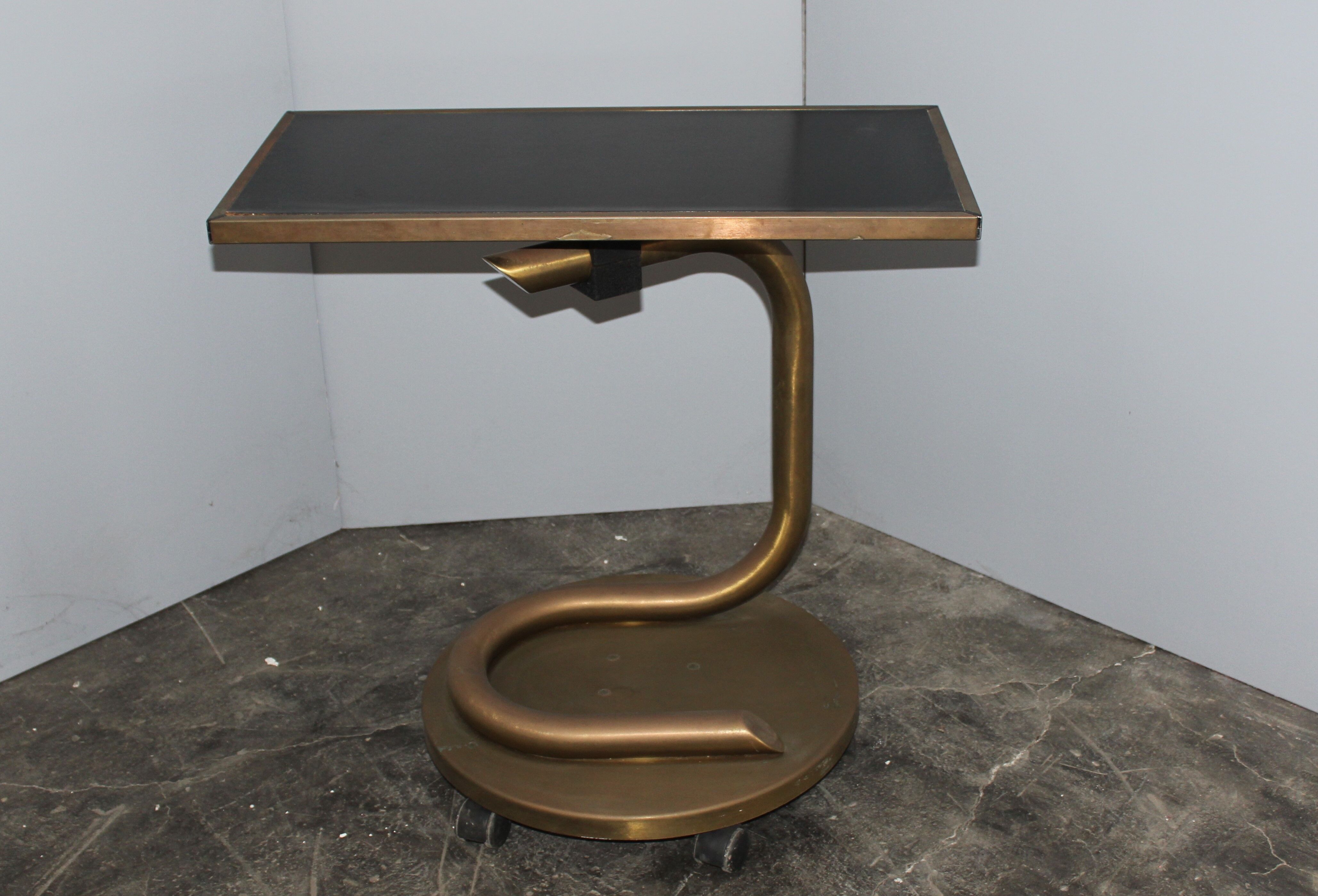 Italian brass and black laminated trolley