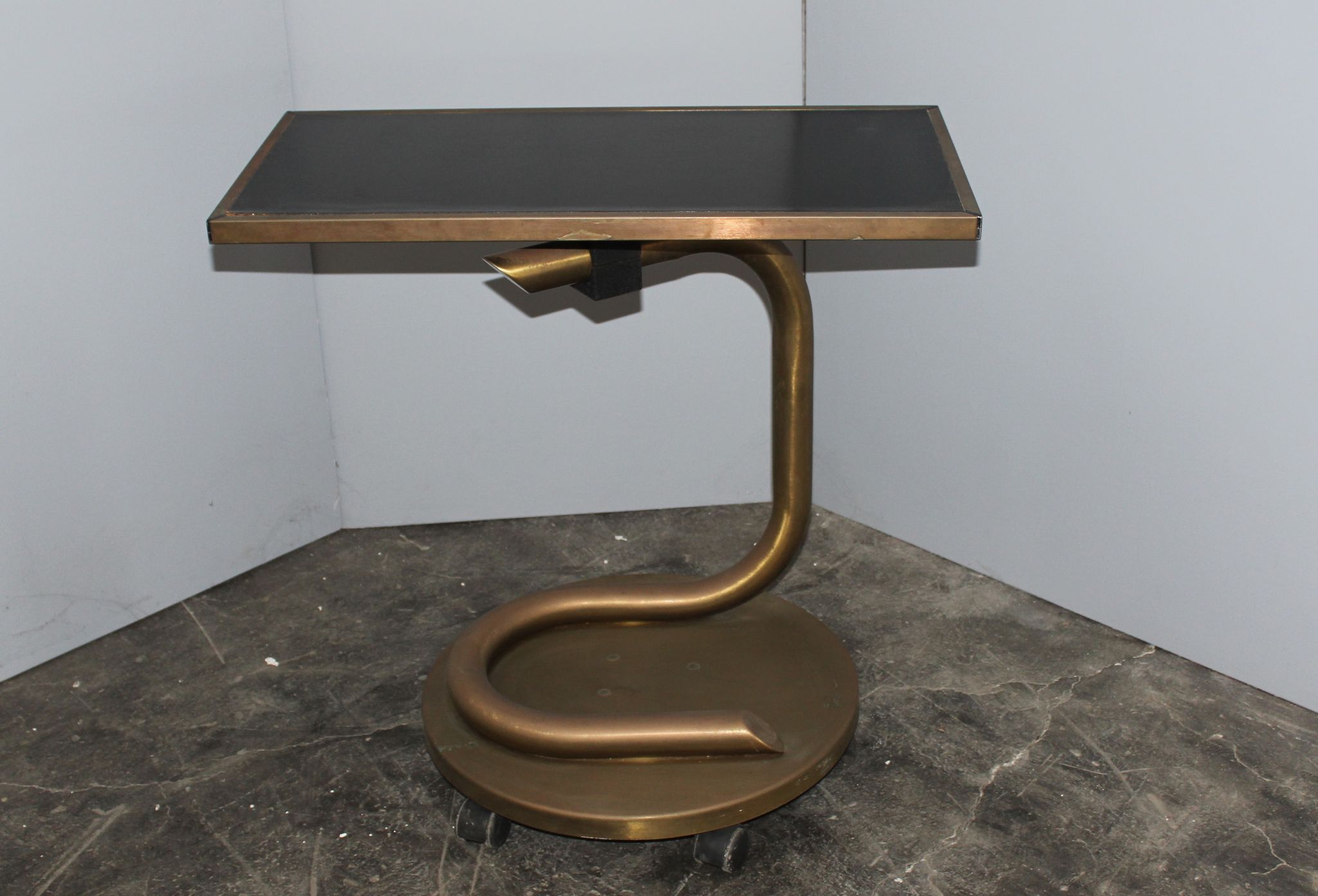 Italian brass and black laminated trolley