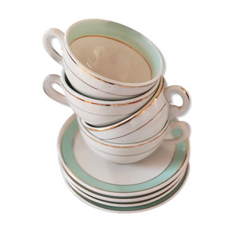 Set of 4 coffee cups with their sub-cups - KG Lunéville