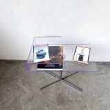 Transparent acrylic and chrome side table, 1970s design.