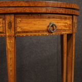 Inlaid half-moon side table in Louis XVI style