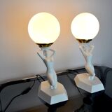 Pair of lamps "Woman with the ball" by Onices Eth 1980