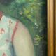 Old oil painting Portrait of a young impressionist girl from the 20th century