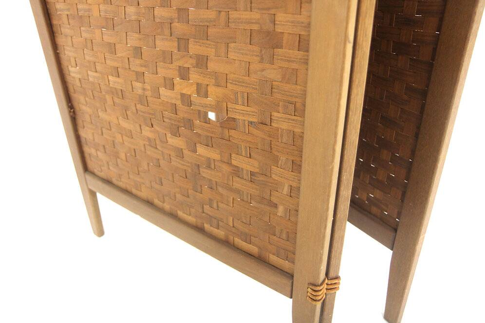 Screen in pine, oak and leather, "Spåna", Alberts Möbelfabriker, Sweden, 1970