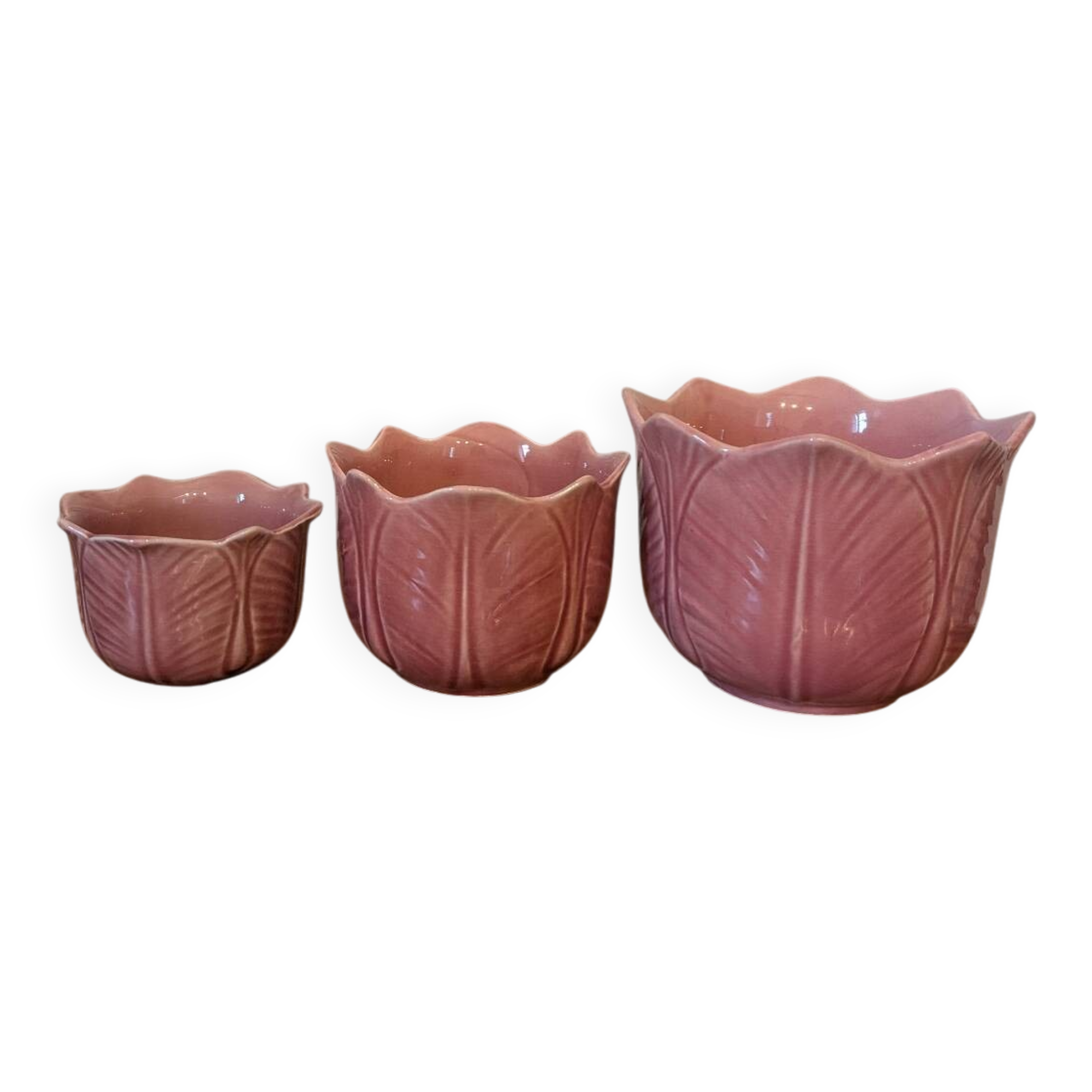 Set of three ceramic planters