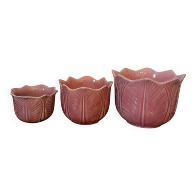 Ensemble de trois caches pots en céramique