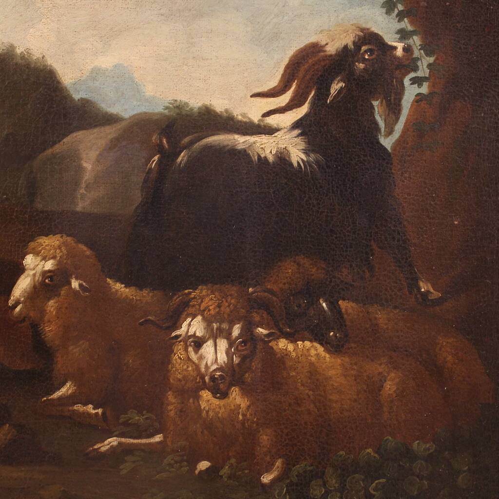 Peinture de paysage bucolique raffinée du XVIIe siècle