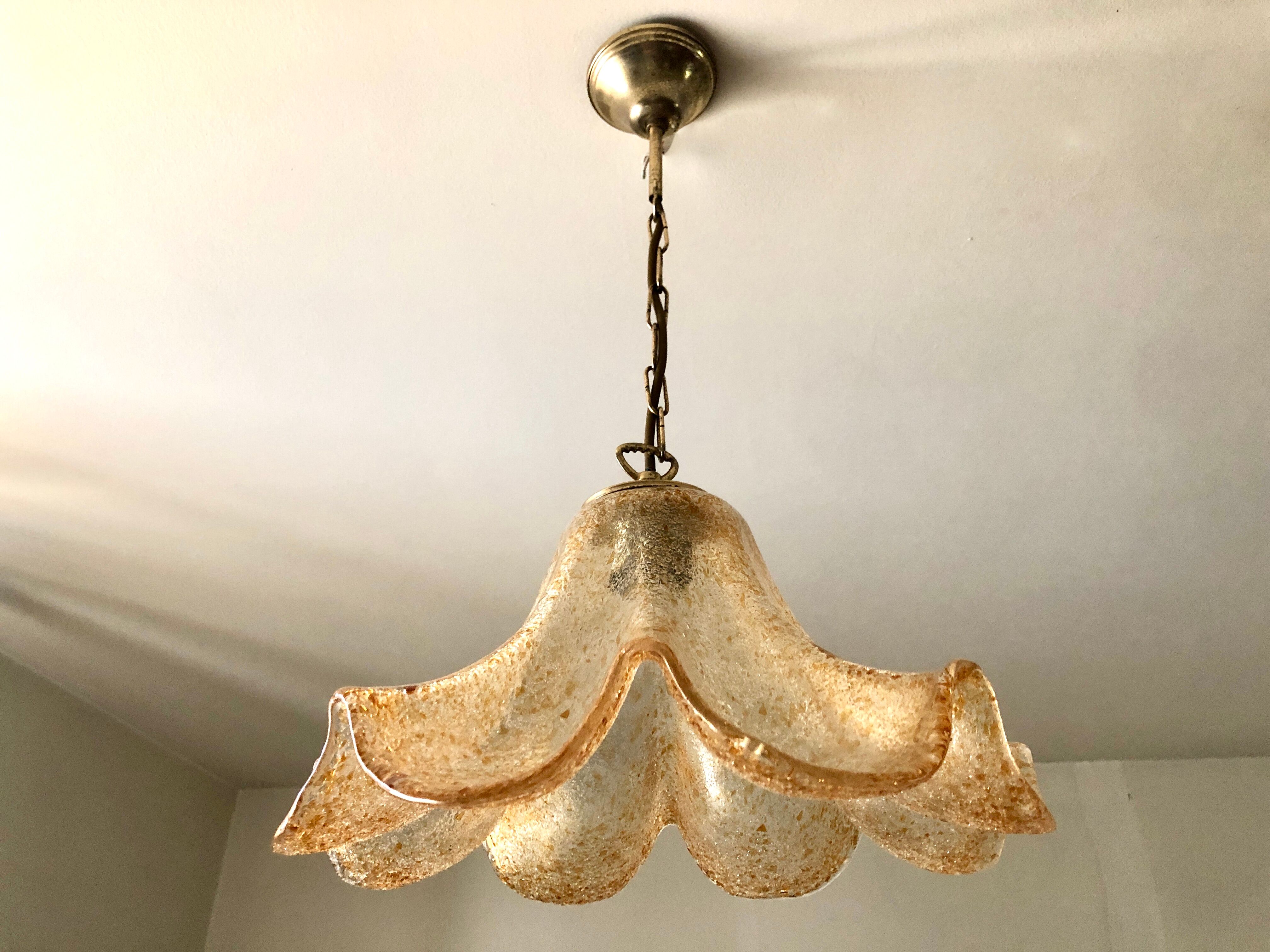 Suspension orange flower glass Murano 1960