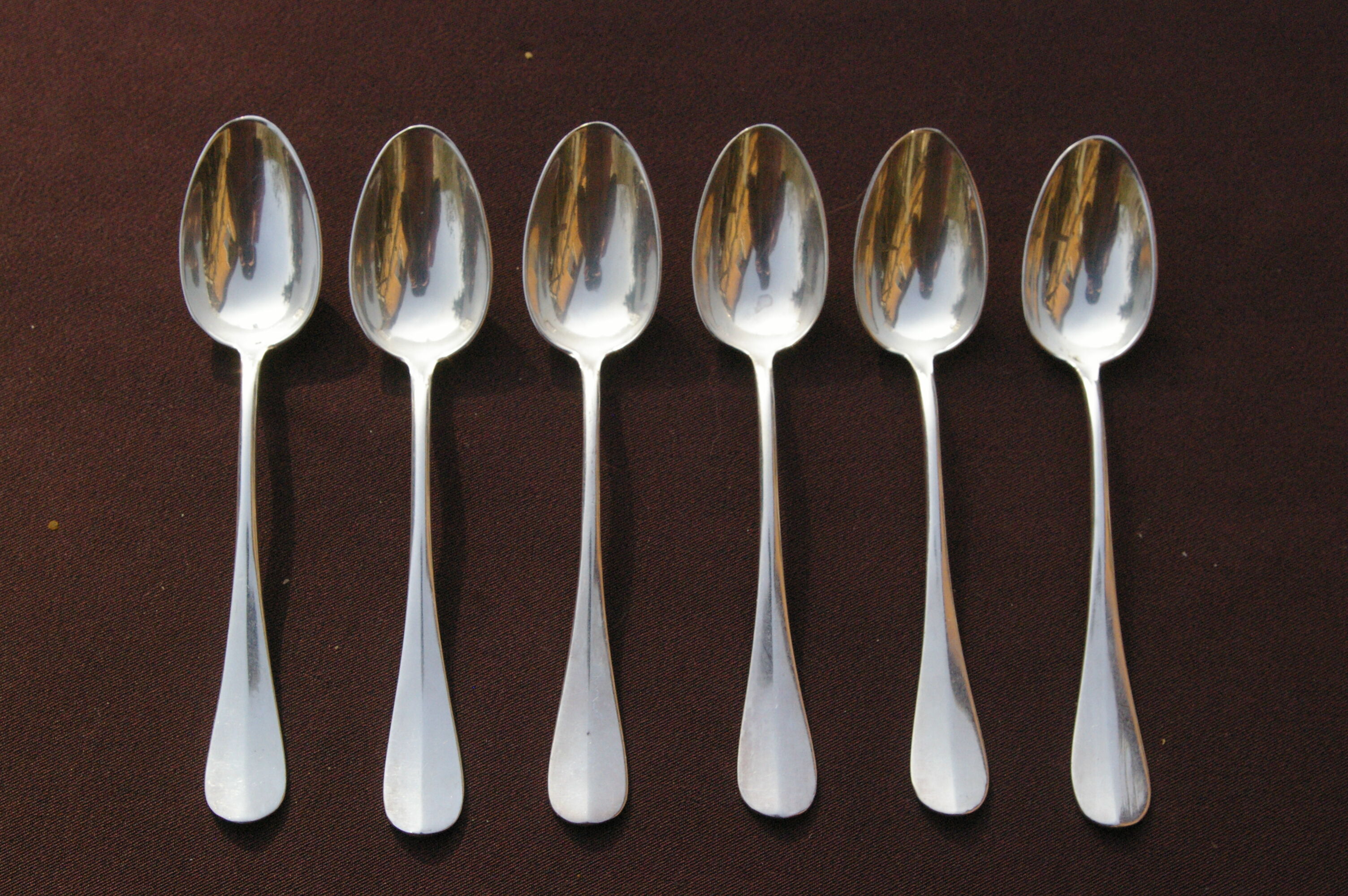 6 silver metal spoons Baguette Medallion