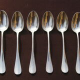 6 silver metal spoons Baguette Medallion