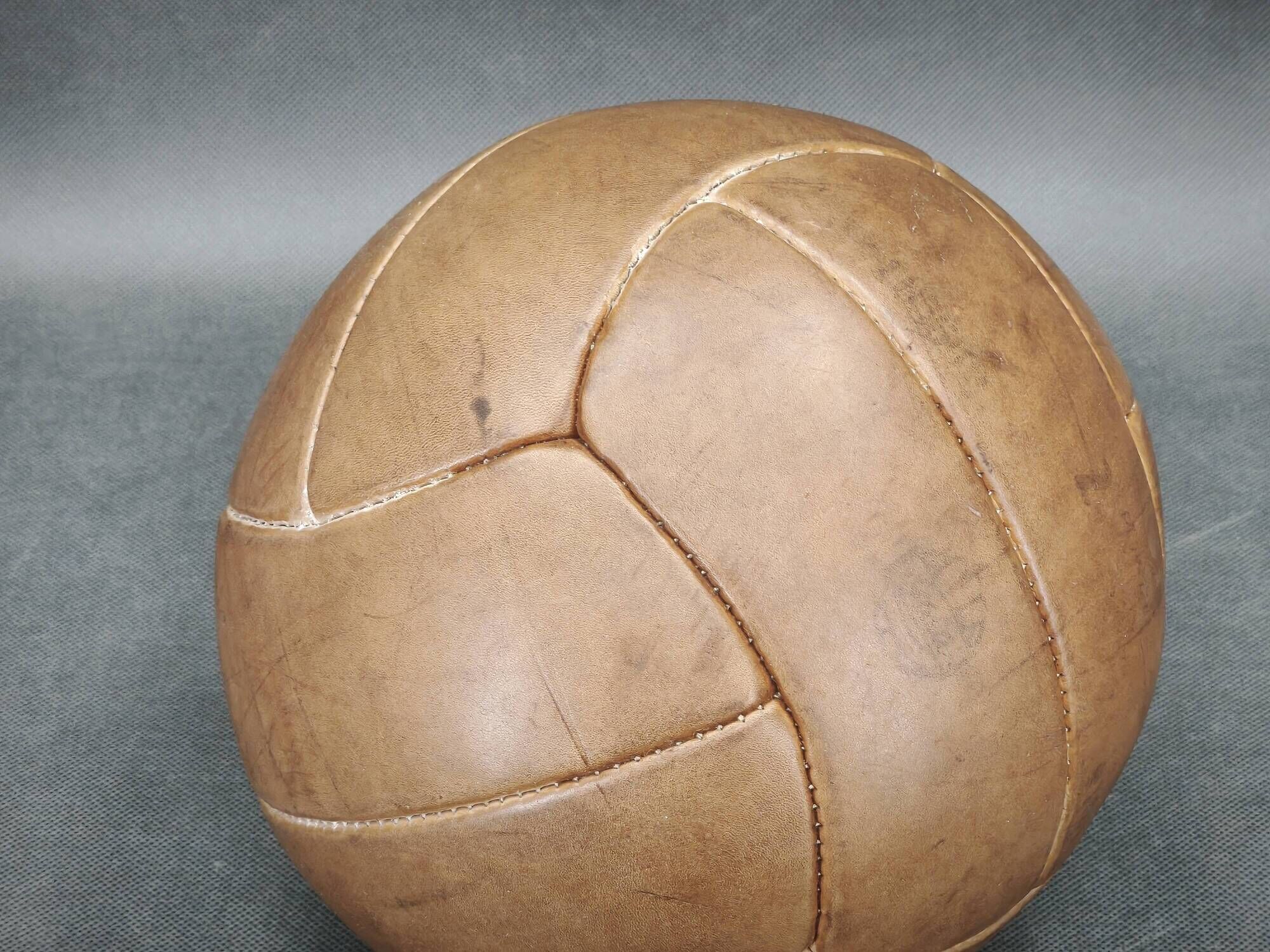 Pair of 1950s Czechoslovak Vintage Leather Medicine Balls