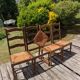 4 rustic solid wood chairs with straw seats in country style