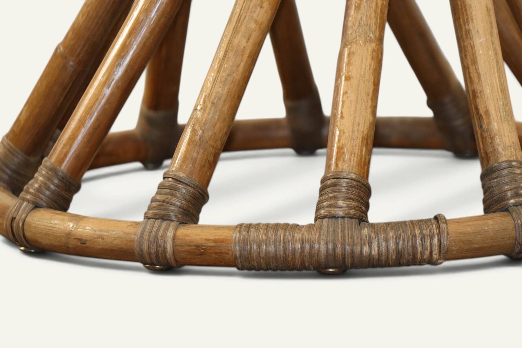 Bamboo and glass table by Bernard Govin – Eguizier edition, 1970