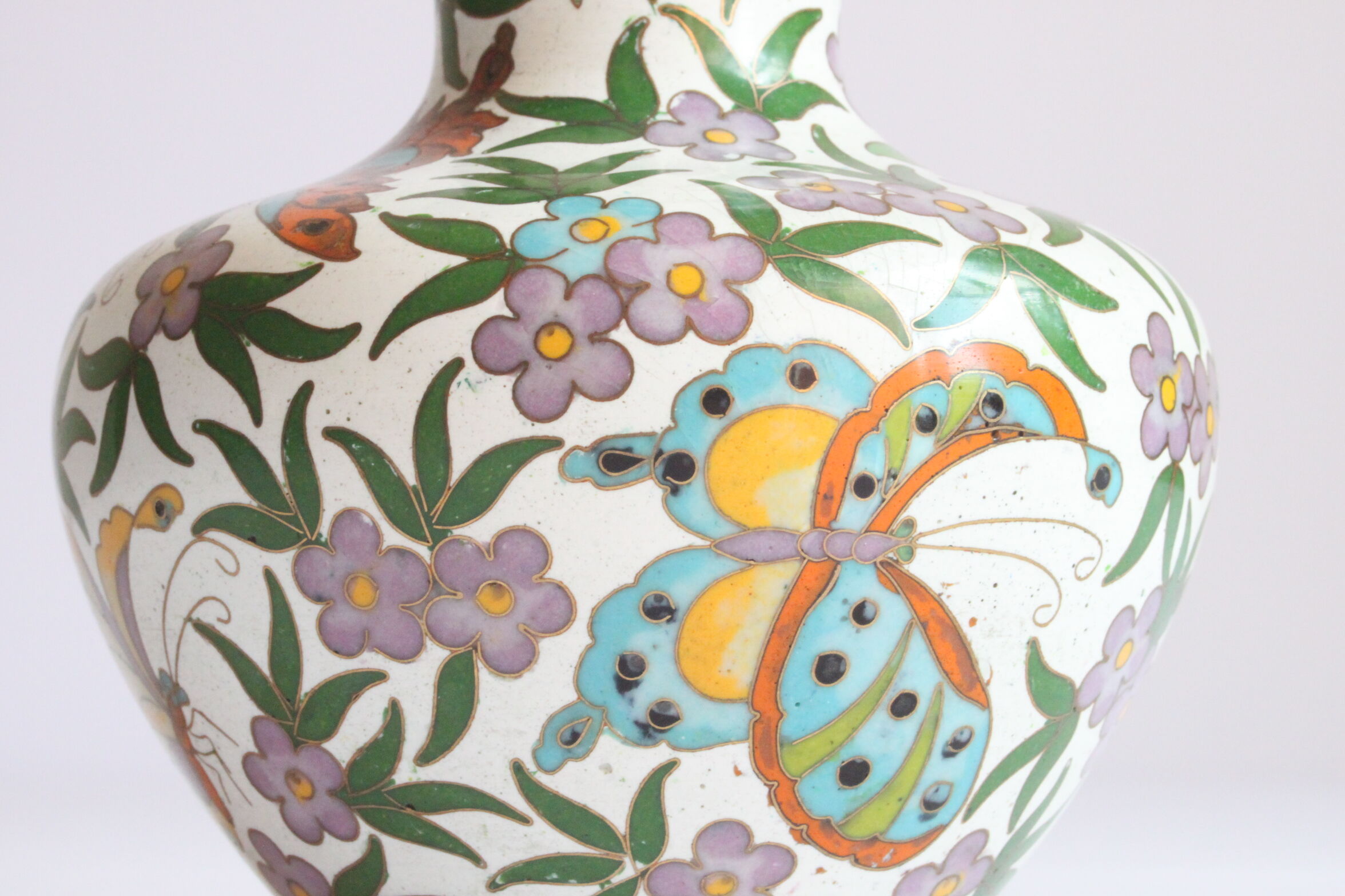 Cloisonné enamel butterfly vase, China 1950s