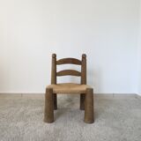 Low wooden chair and straw 50s