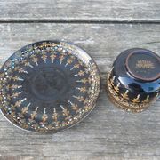 Black english ceramic cup and saucer enamelled
