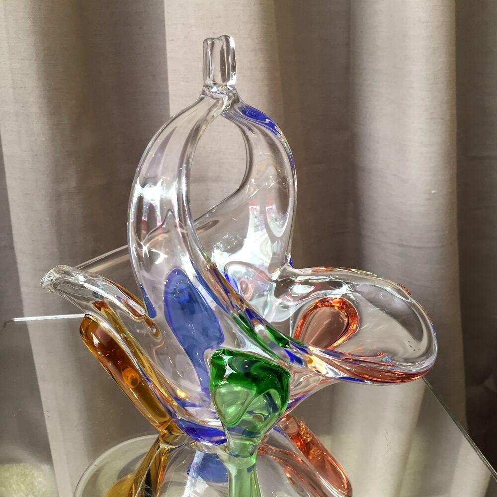Empty basket multicolored bohemian glass pocket
