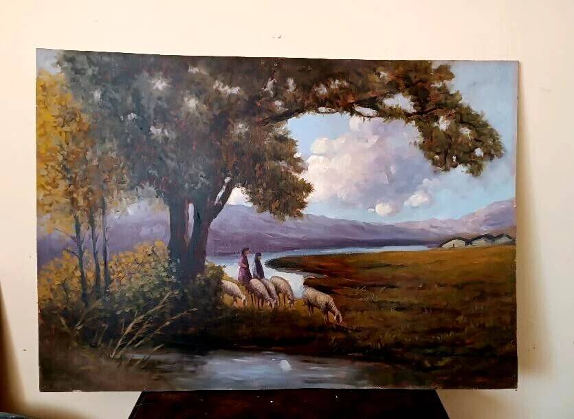 Large dipinto paesaggio firmato longoni anni 30 - 101 x 71