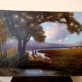 Large dipinto paesaggio firmato longoni anni 30 - 101 x 71