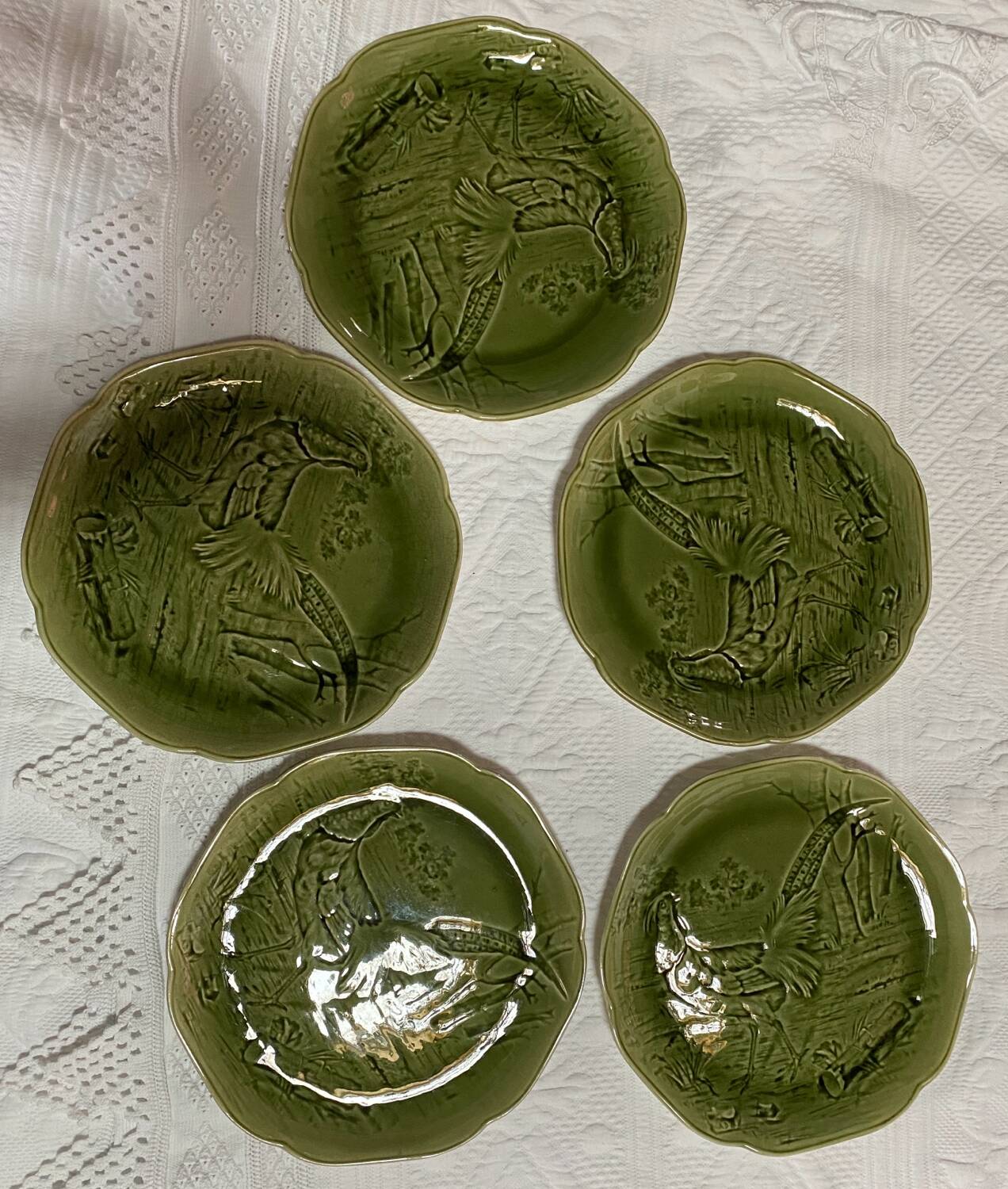 Set of 5 Choisy le Roi 19th century majoline plates