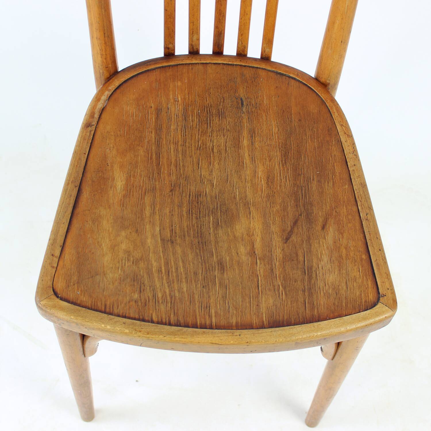 Vintage Thonet Bentwood Oak Chair With Original Label, Czechoslovakia, 1920
