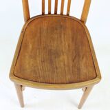 Vintage Thonet Bentwood Oak Chair With Original Label, Czechoslovakia, 1920
