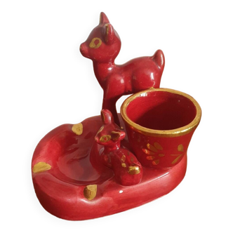 Bambi fawn cigarette holder ashtray in vintage Vallauris ceramic